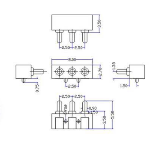 弹簧顶针连接器 3 pin pogopin弹簧针连接器