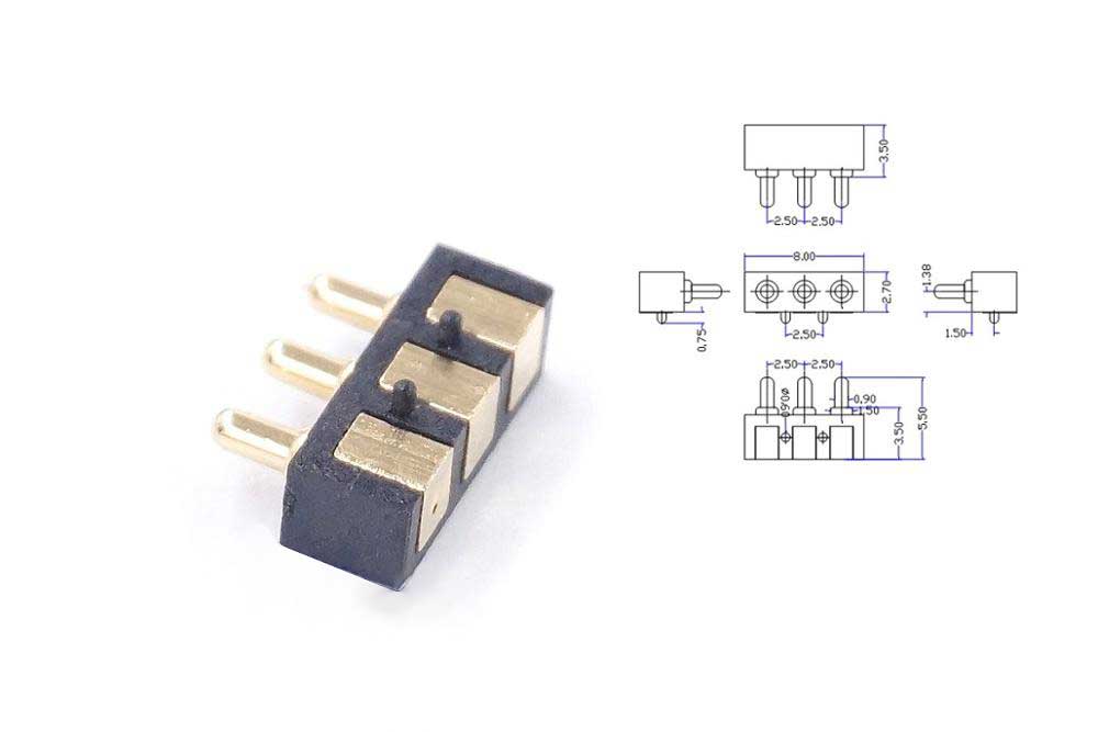 3 pin  弹簧顶针连接器